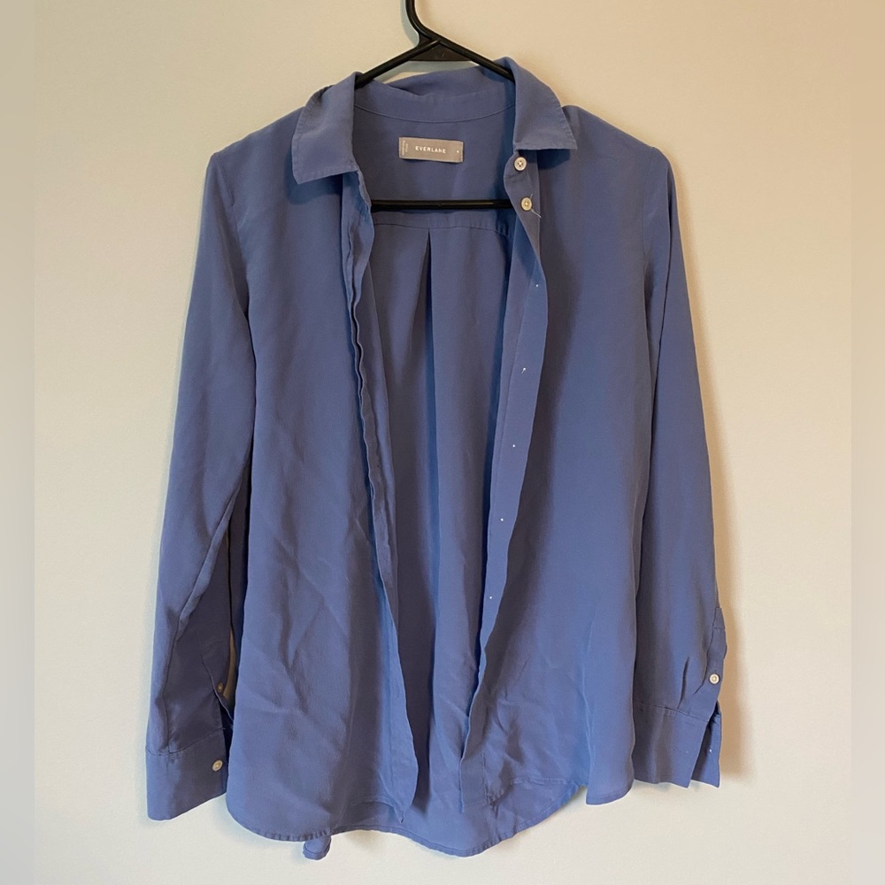 Everlane Womens Light Blue Button Down Size 4 100% Silk